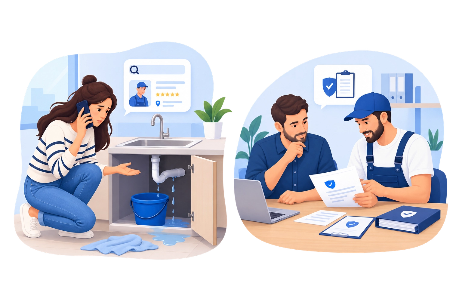 Client et artisan préparant un projet de travaux